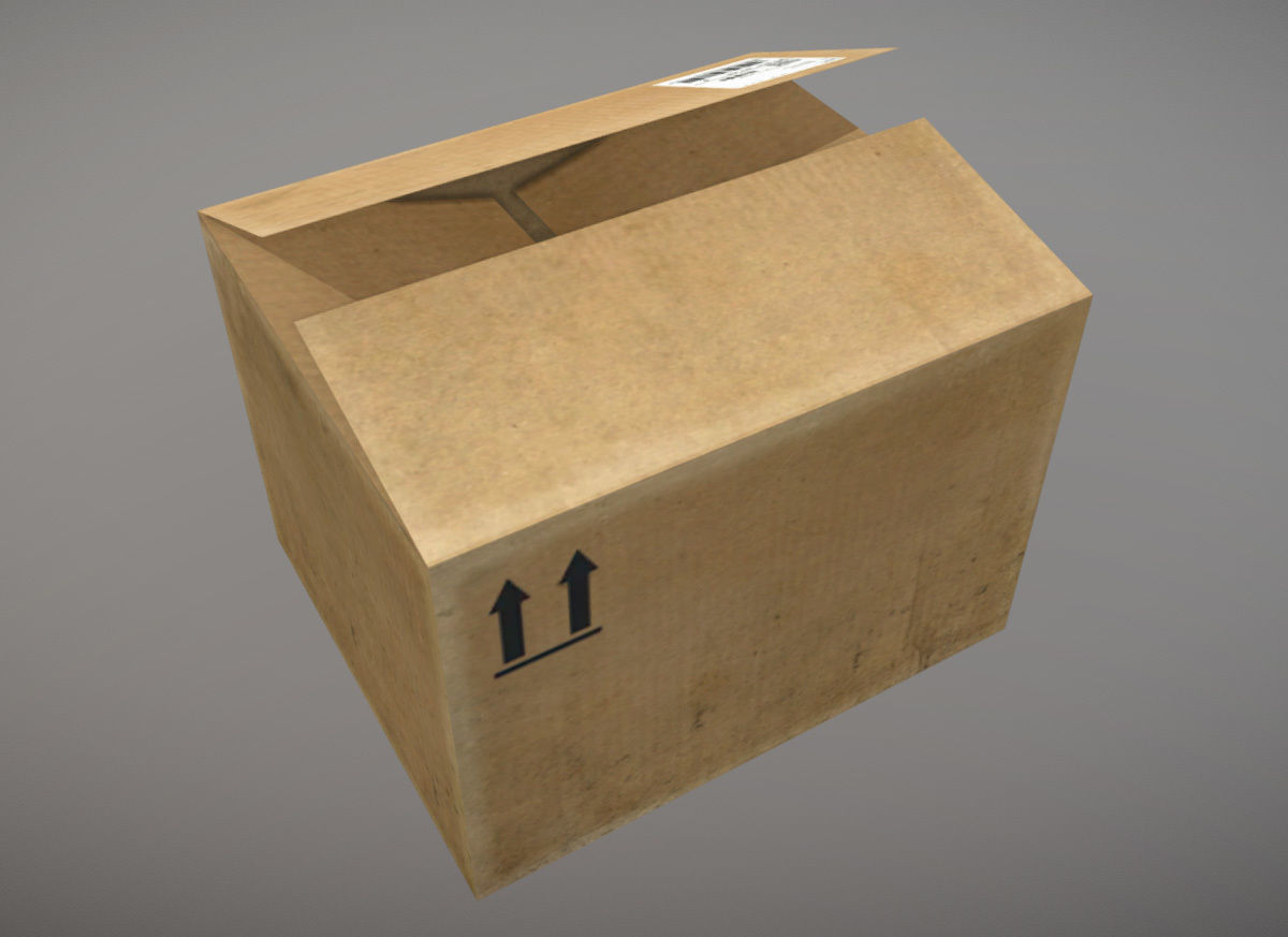 Cardboard Box Low-poly 3D model_1