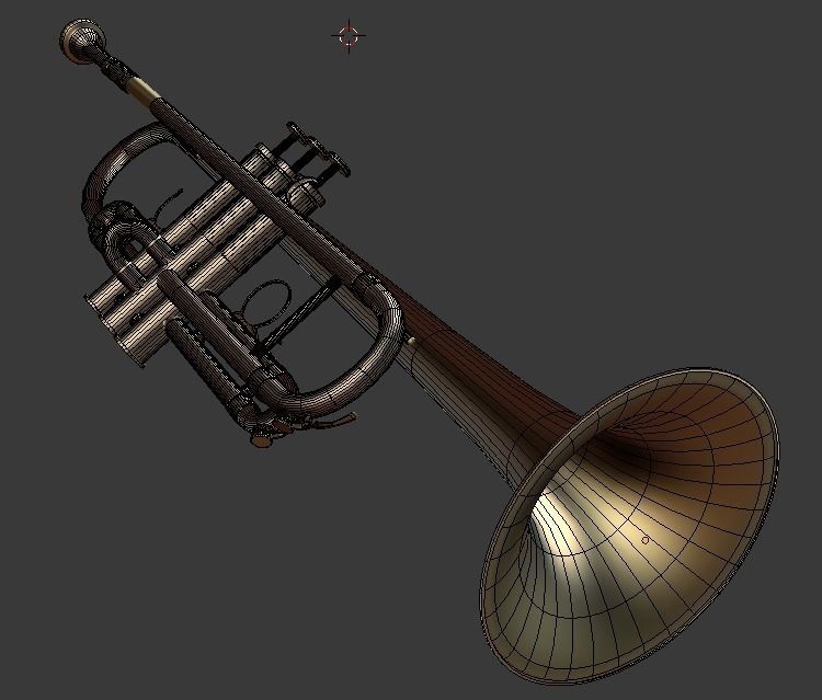 Trumpet golden 3D model_4