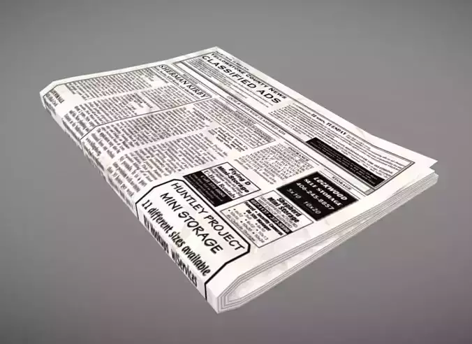 Folded Newspaper Low-poly 3D model