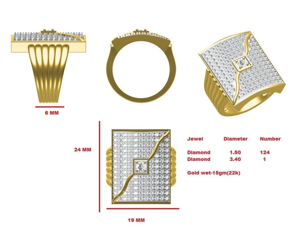 SQUIRE PRONG GENTS RING 3D print model_4