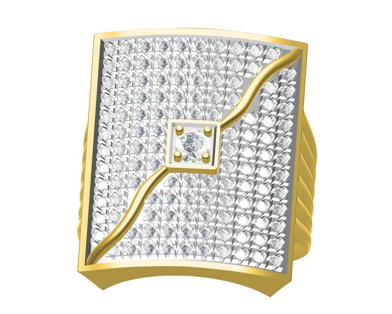 SQUIRE PRONG GENTS RING 3D print model_1