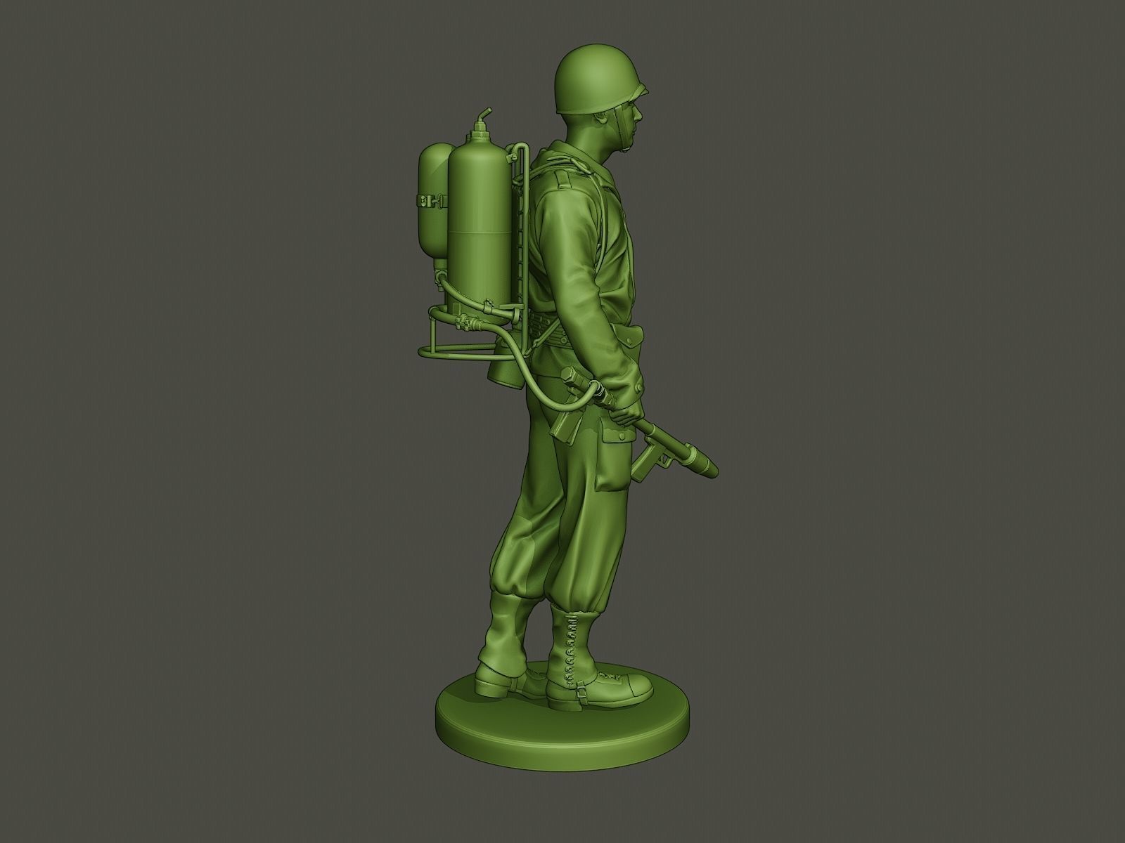 American soldier ww2 walk A6 3D print model_7