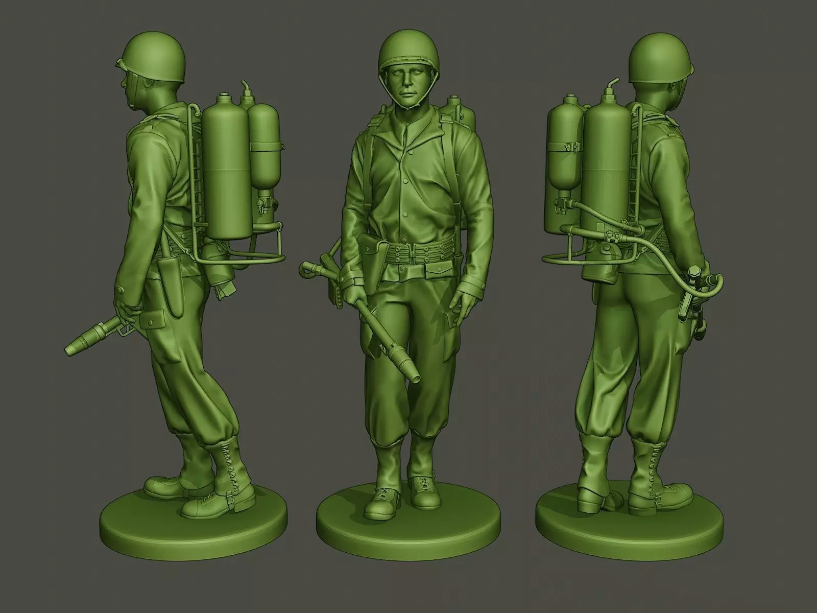 American soldier ww2 walk A6 3D print model_0