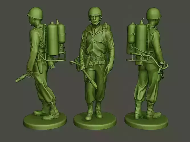 American soldier ww2 walk A6 3D print model
