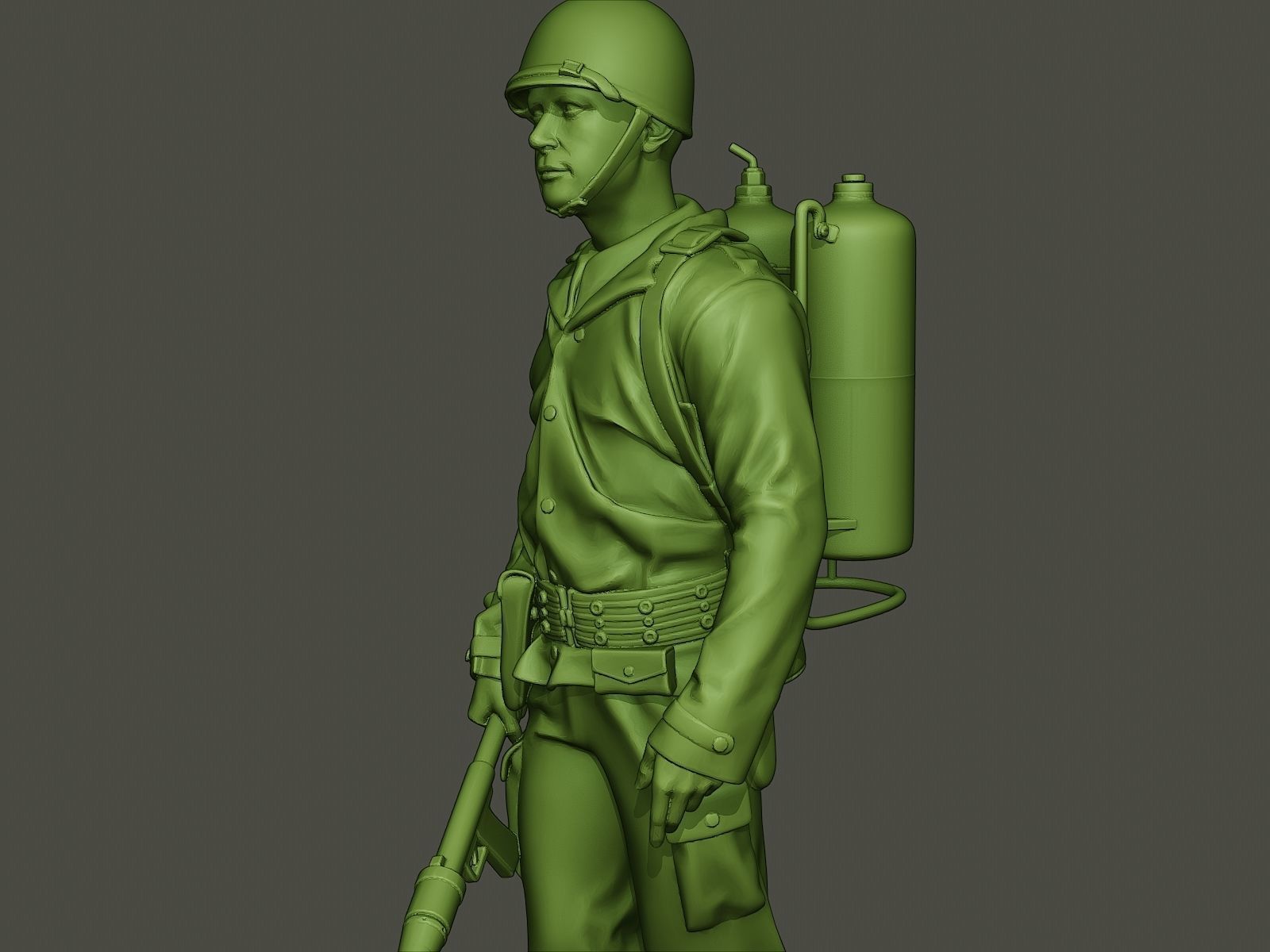 American soldier ww2 walk A6 3D print model_17