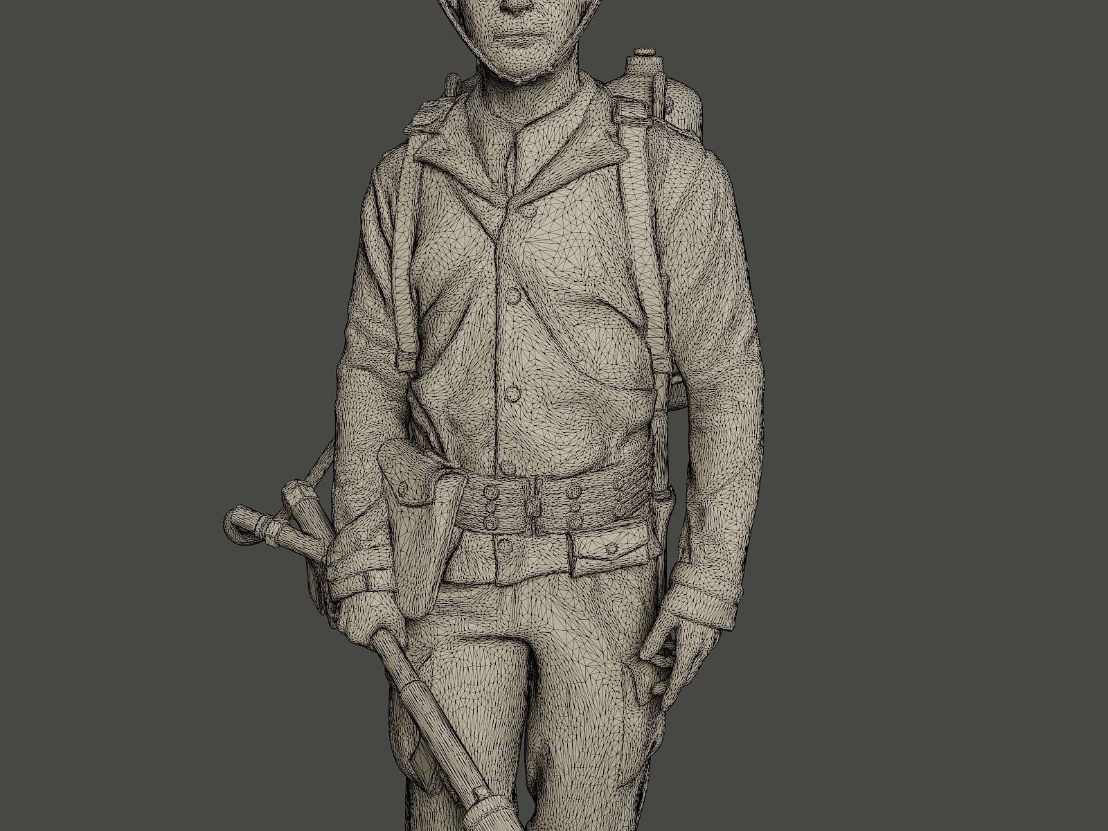 American soldier ww2 walk A6 3D print model_11