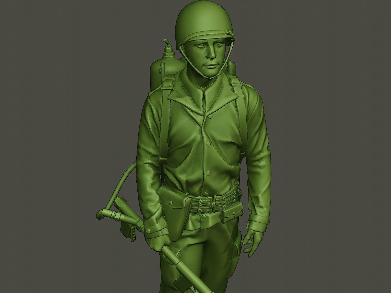 American soldier ww2 walk A6 3D print model_18