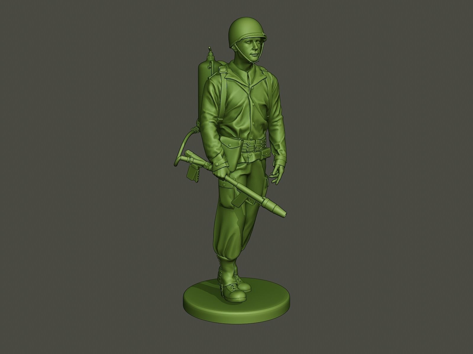 American soldier ww2 walk A6 3D print model_9