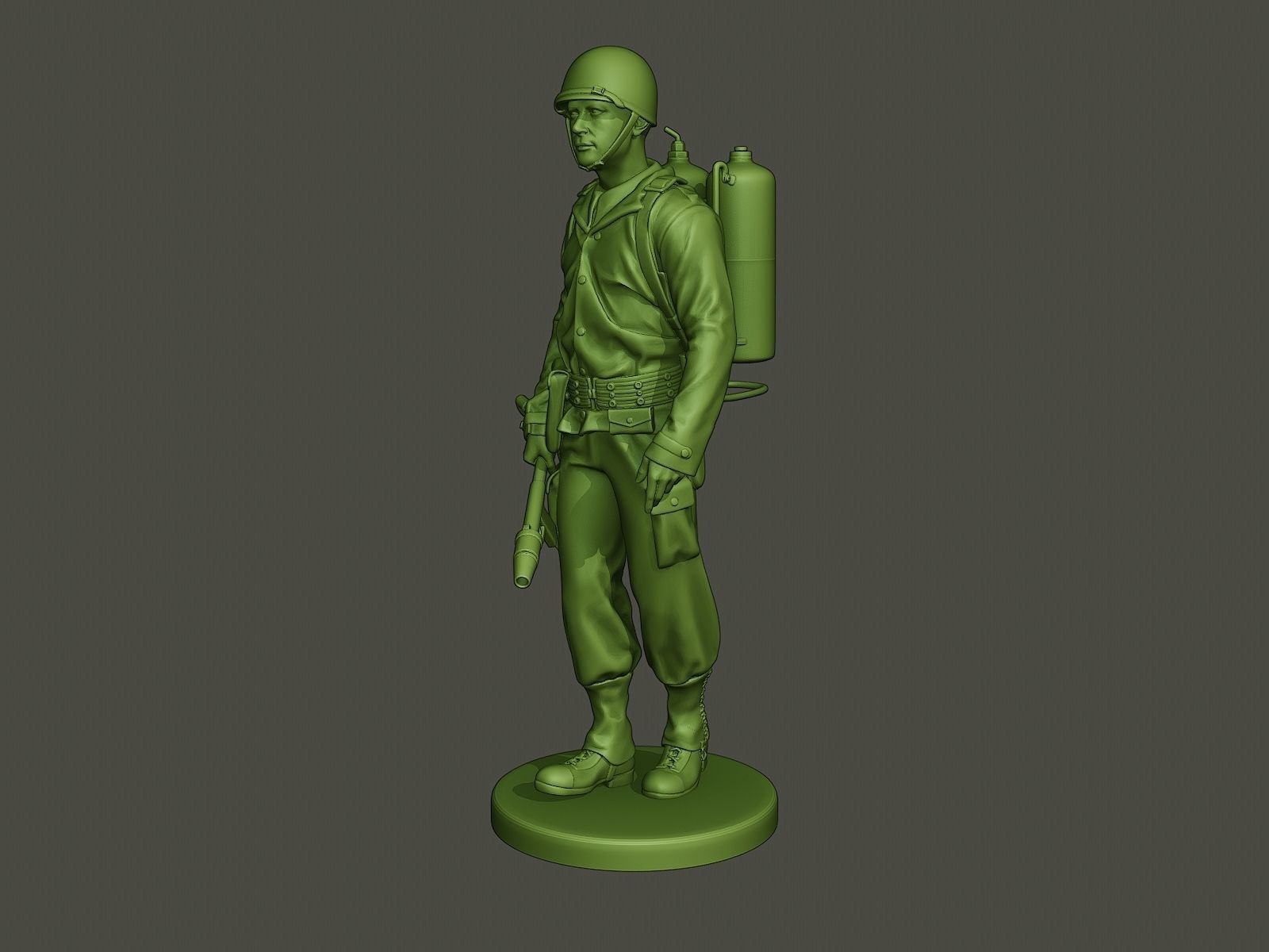 American soldier ww2 walk A6 3D print model_1