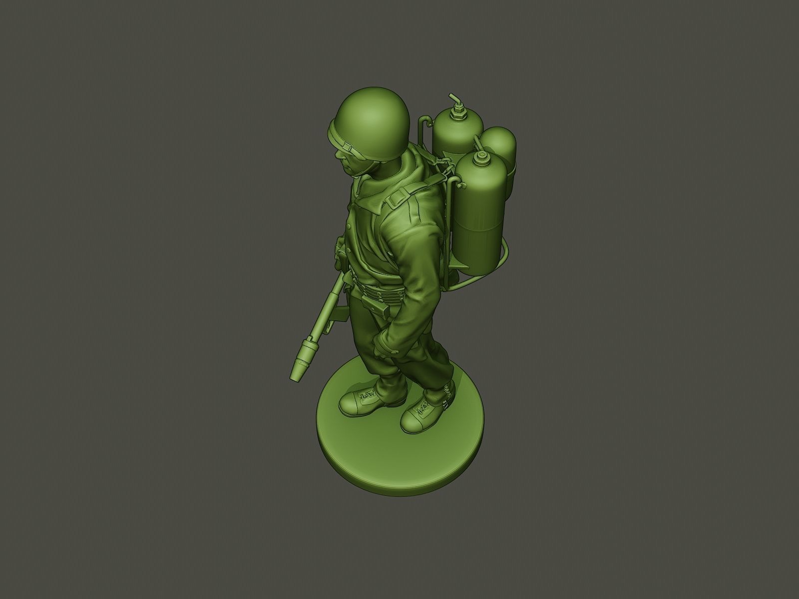 American soldier ww2 walk A6 3D print model_14