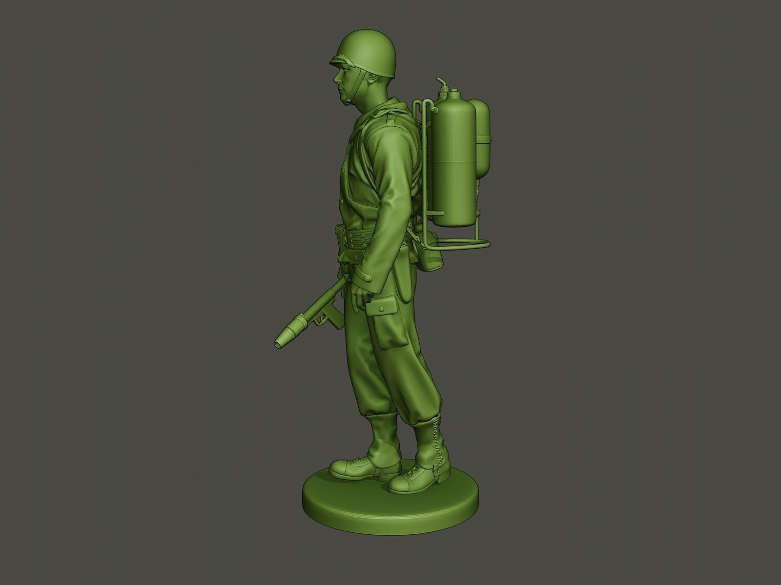 American soldier ww2 walk A6 3D print model_2