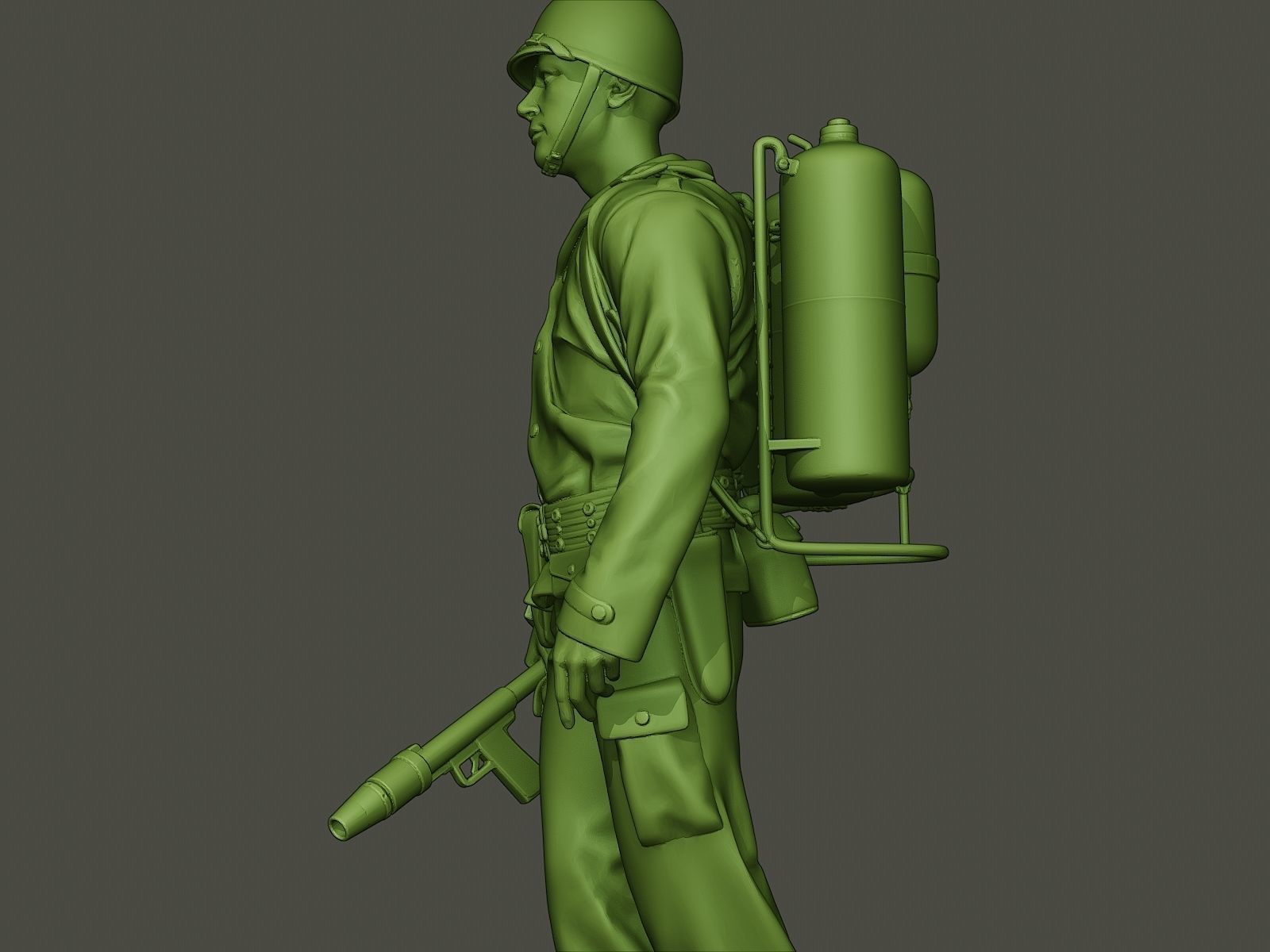 American soldier ww2 walk A6 3D print model_16