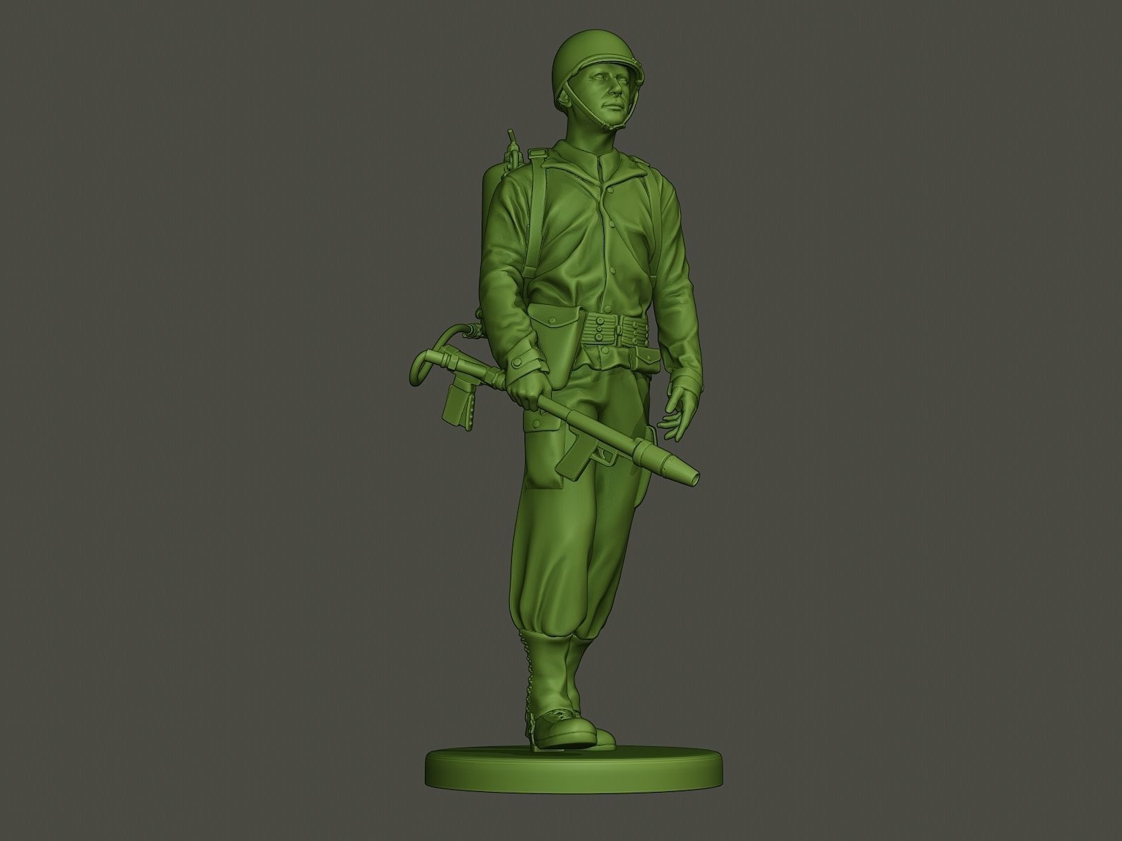 American soldier ww2 walk A6 3D print model_12