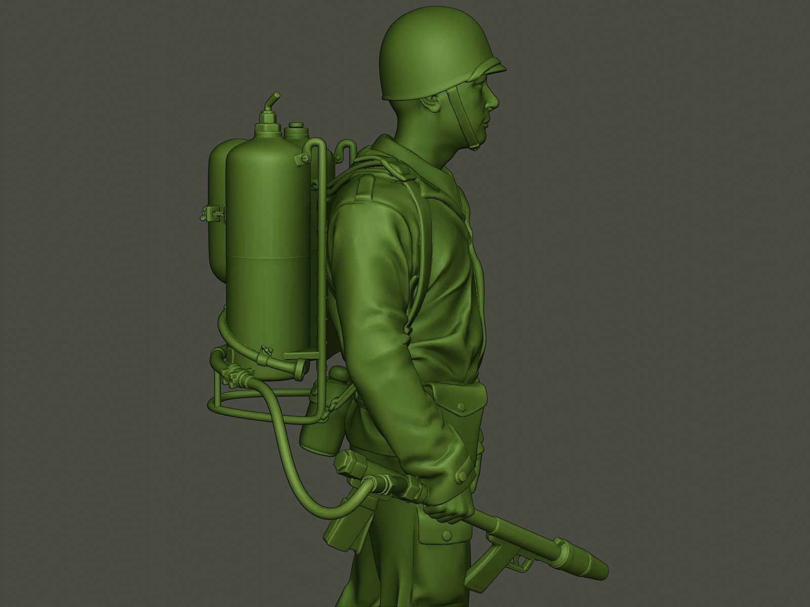 American soldier ww2 walk A6 3D print model_19