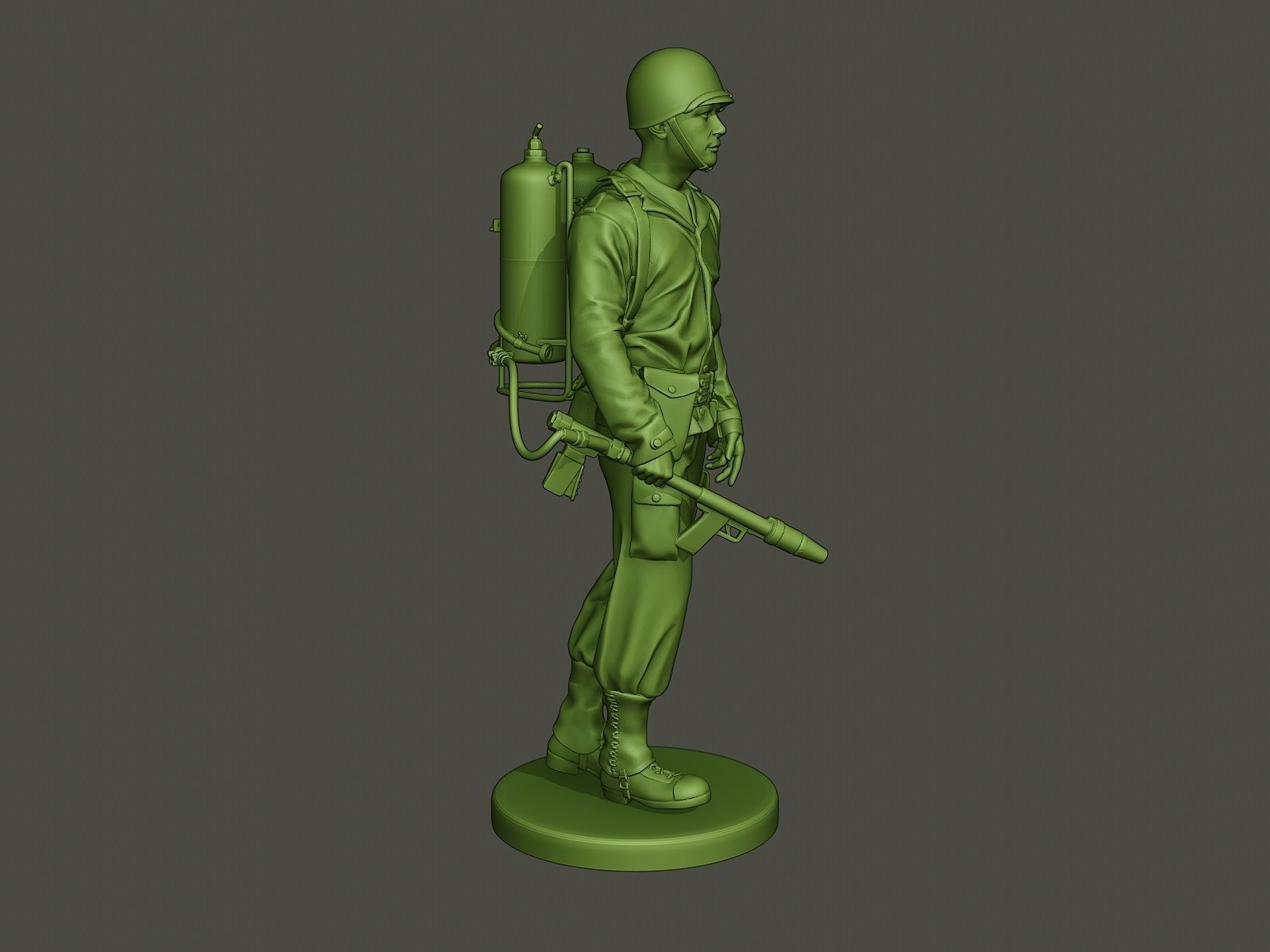 American soldier ww2 walk A6 3D print model_8