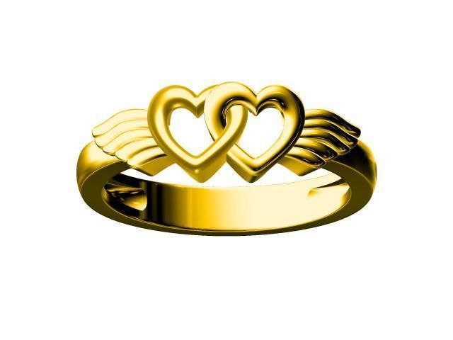 double heart ring 3D print model_3