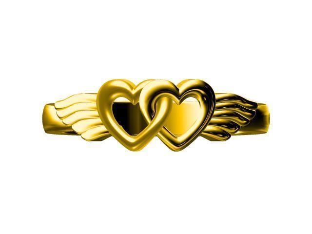 double heart ring 3D print model_2