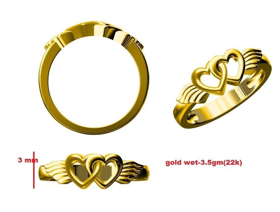 double heart ring 3D print model_4