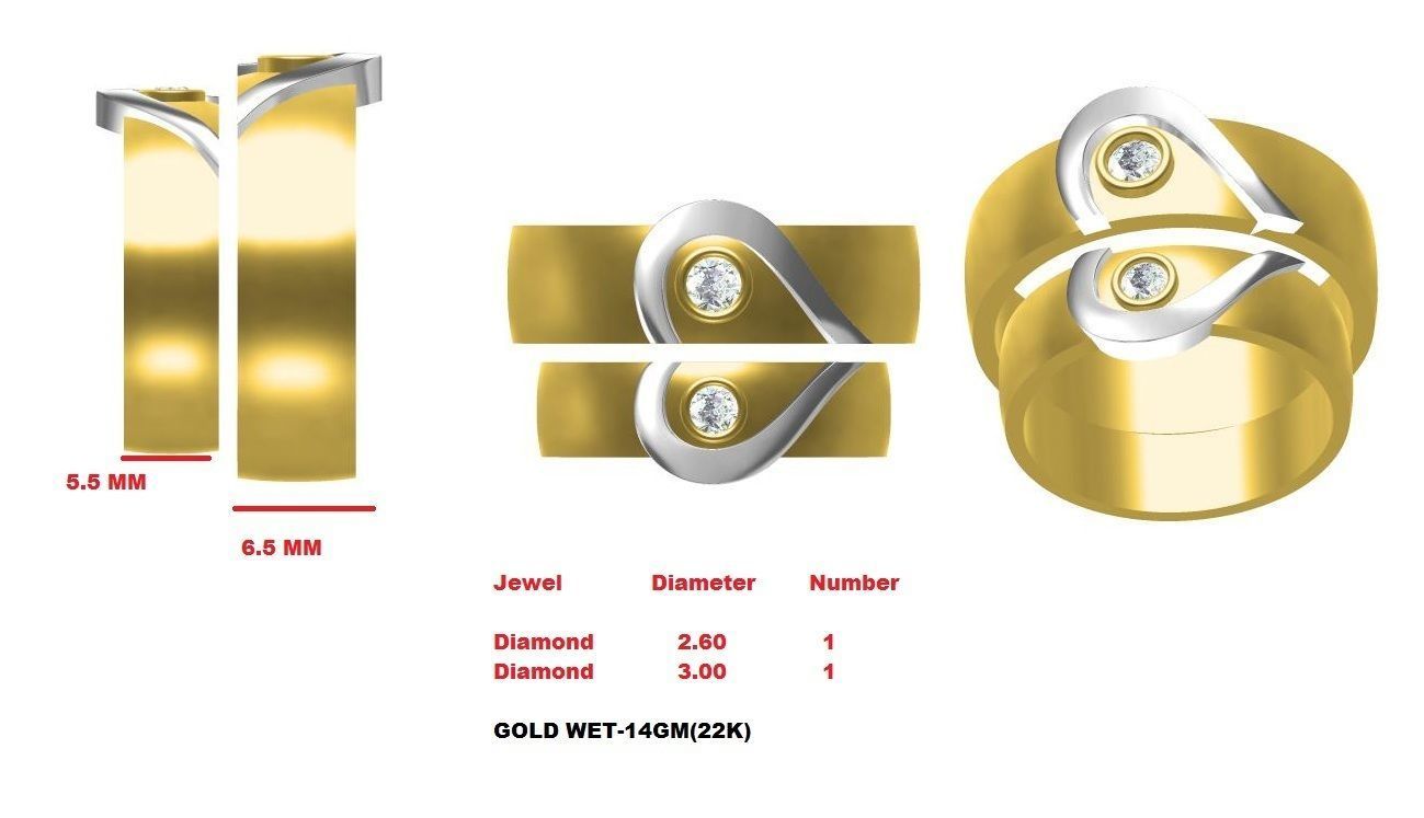 COUPLE RING HEART SHAPE RING 3D print model_3