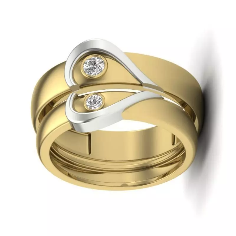 COUPLE RING HEART SHAPE RING 3D print model_0