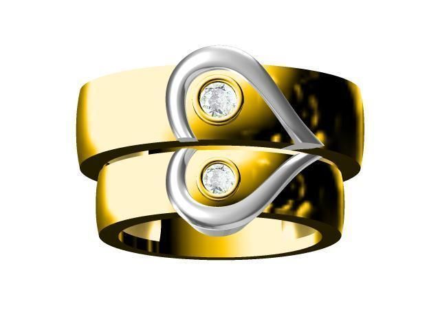 COUPLE RING HEART SHAPE RING 3D print model_1