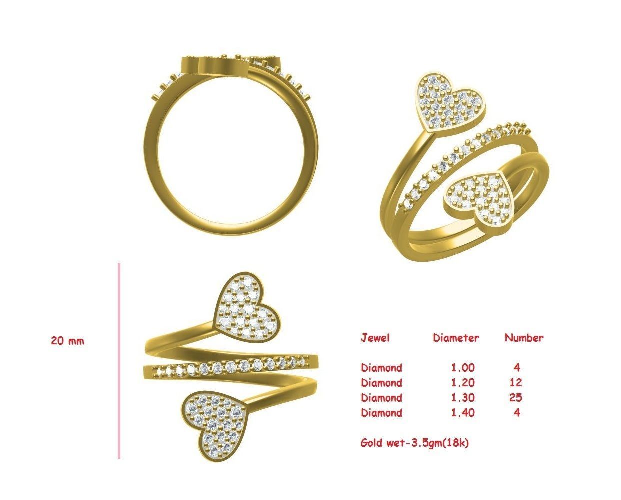 HEART RING 3D print model_5
