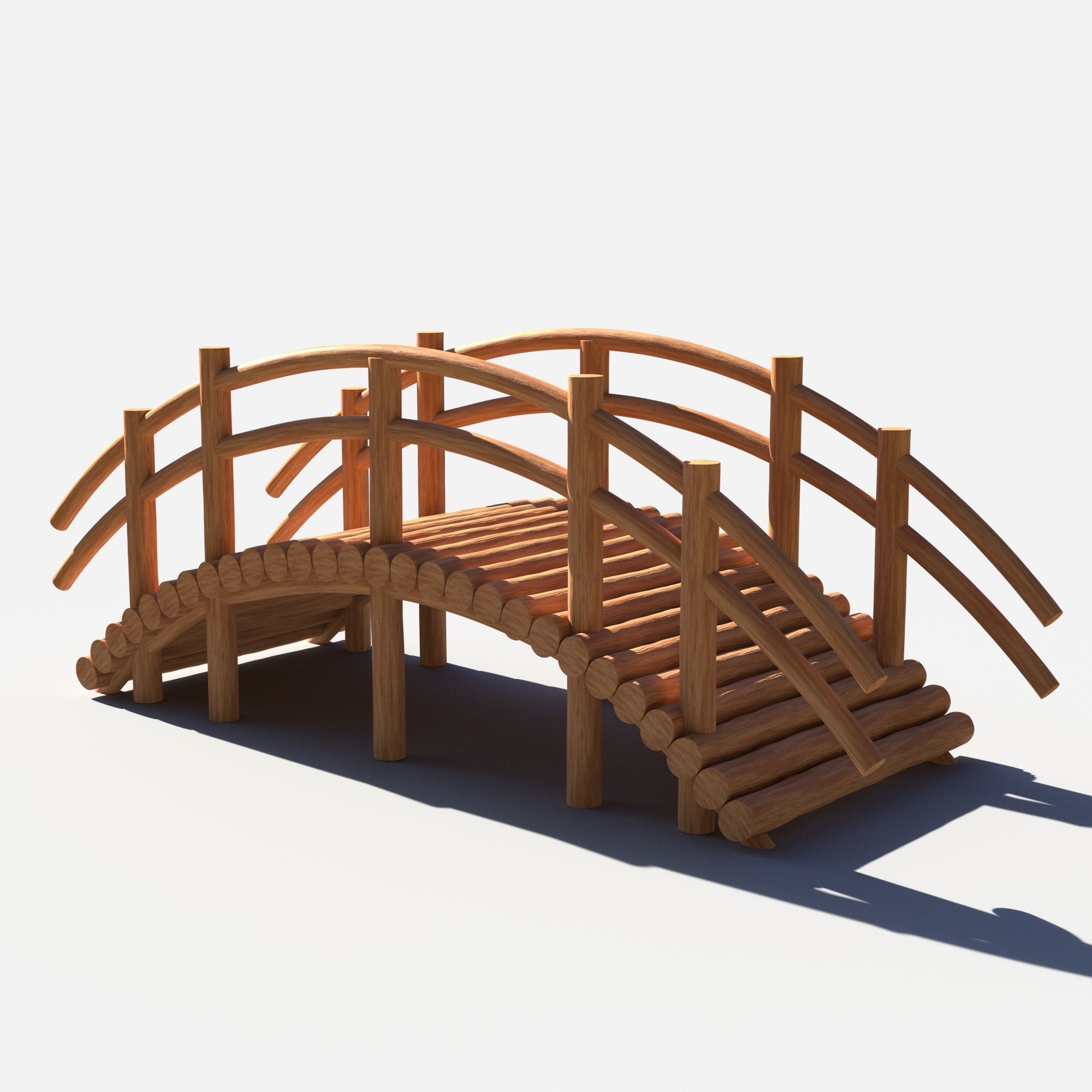 Arch Wooden Footbridge 01 Game Ready Low-poly 3D model_2