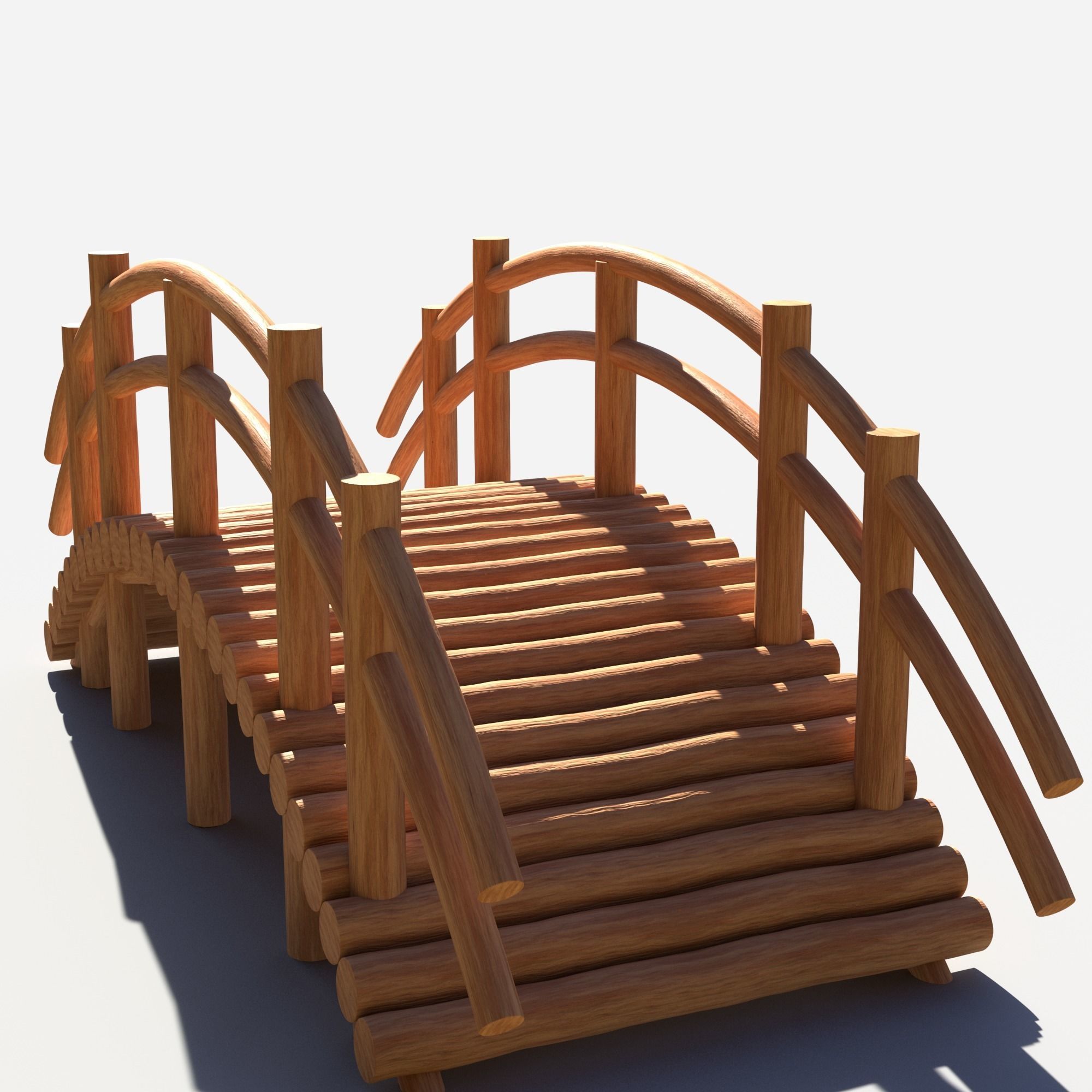 Arch Wooden Footbridge 01 Game Ready Low-poly 3D model_1