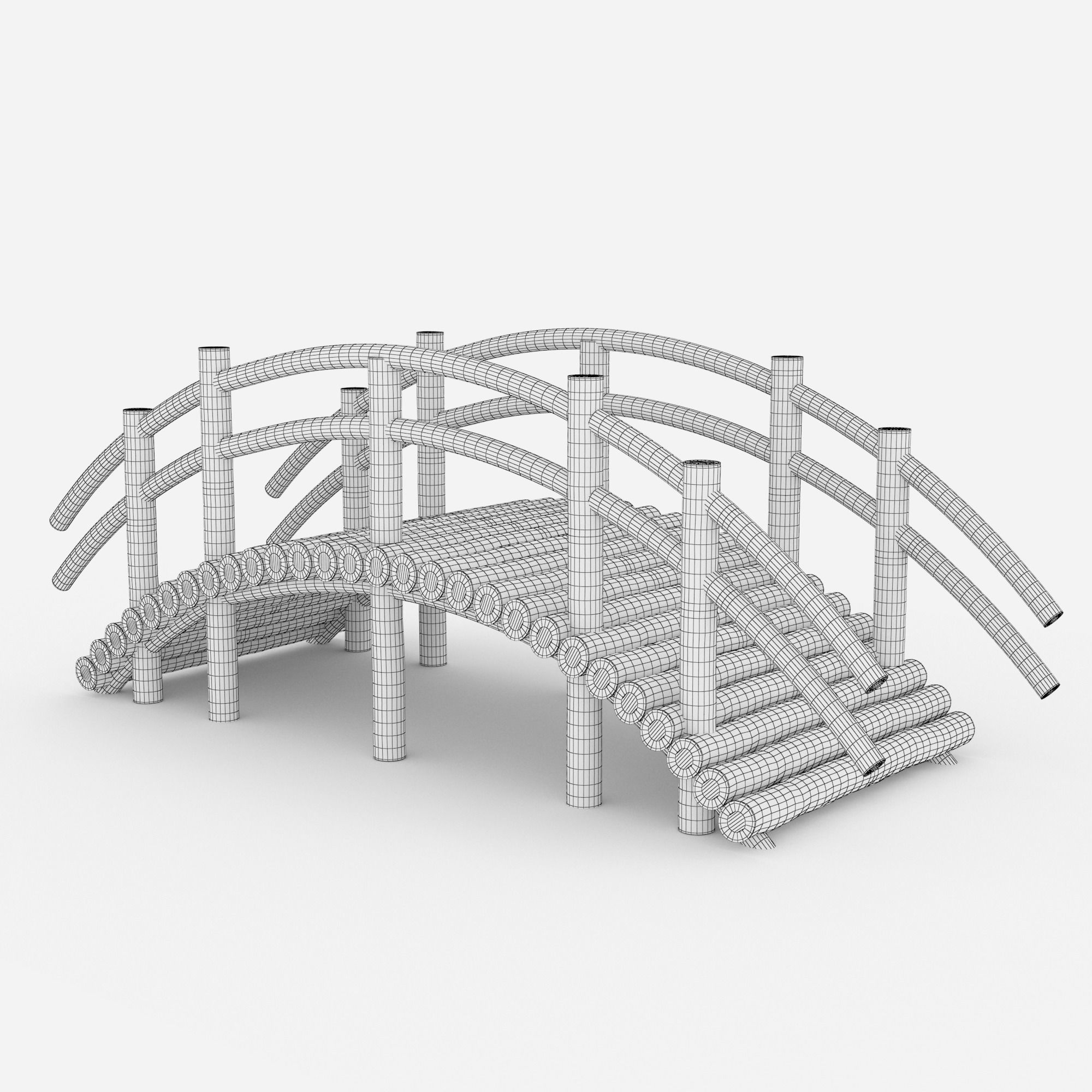 Arch Wooden Footbridge 01 Game Ready Low-poly 3D model_10