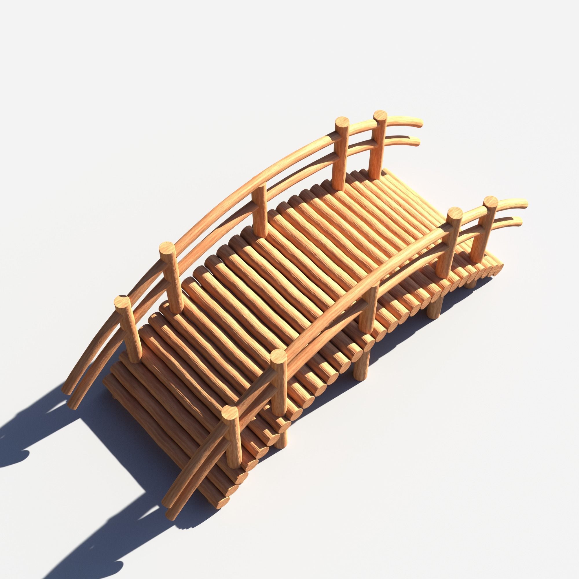 Arch Wooden Footbridge 01 Game Ready Low-poly 3D model_7
