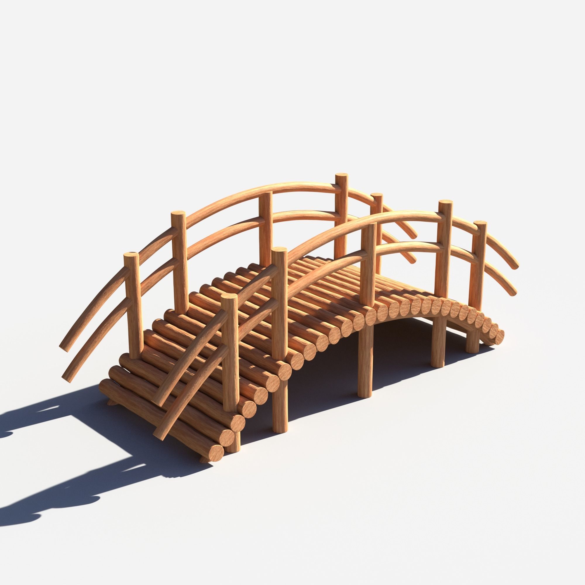 Arch Wooden Footbridge 01 Game Ready Low-poly 3D model_6
