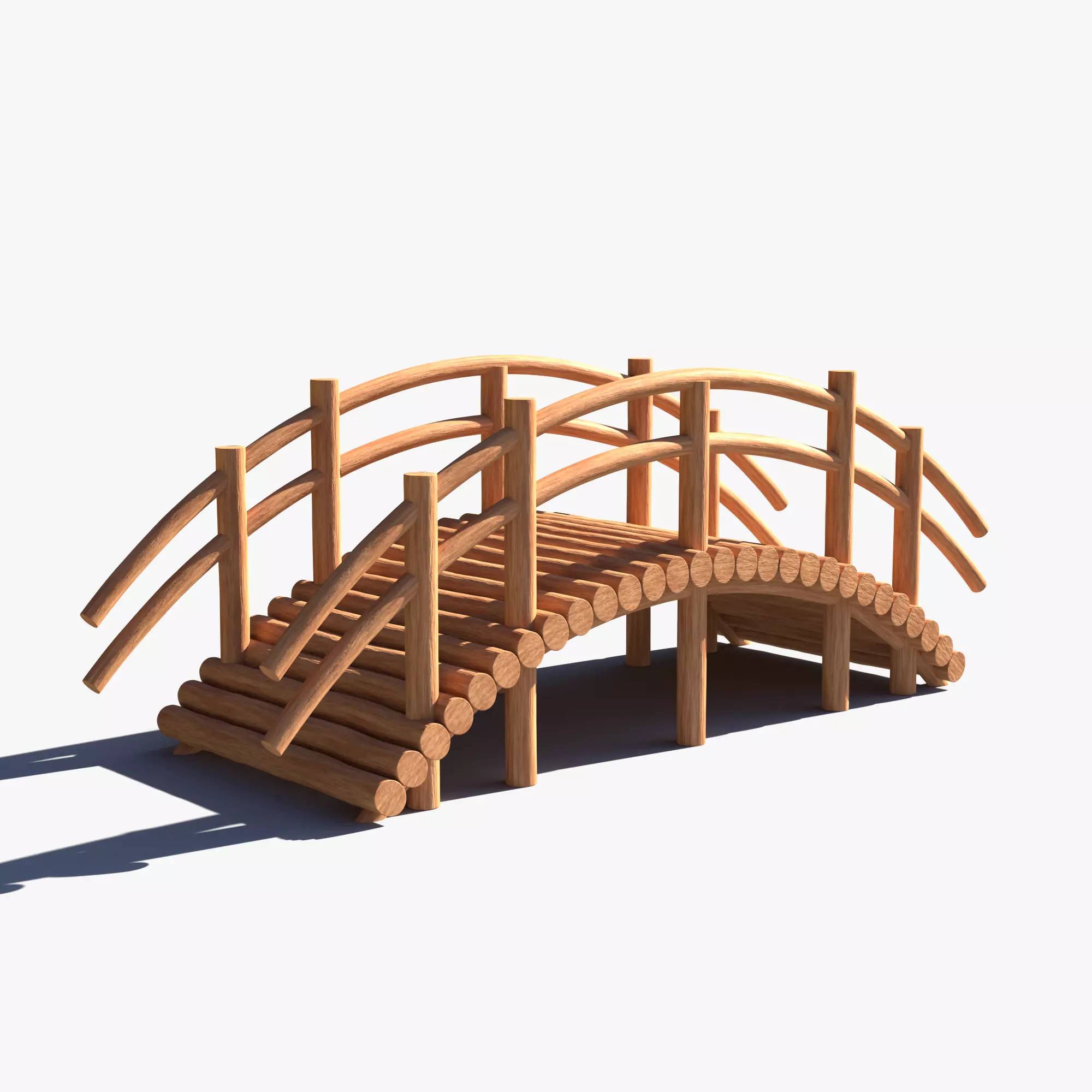 Arch Wooden Footbridge 01 Game Ready Low-poly 3D model_0
