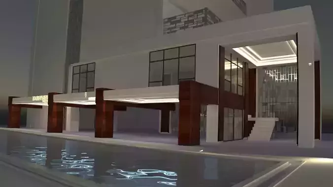 building modern with swimming pool