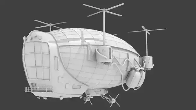 Steampunk Zeppelin Low-poly 3D model
