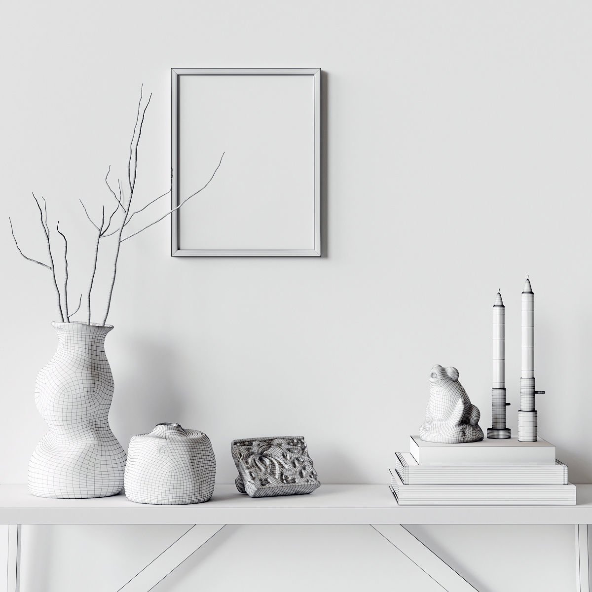 Decorative set with vases 3D model_4