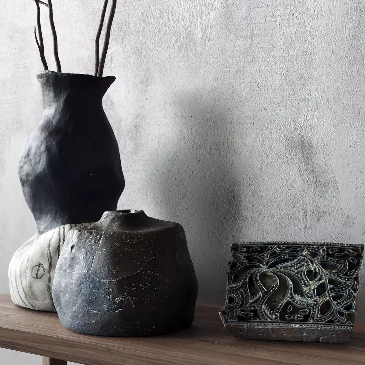 Decorative set with vases 3D model_1