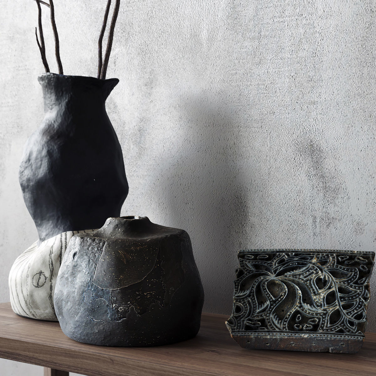 Decorative set with vases 3D model_3