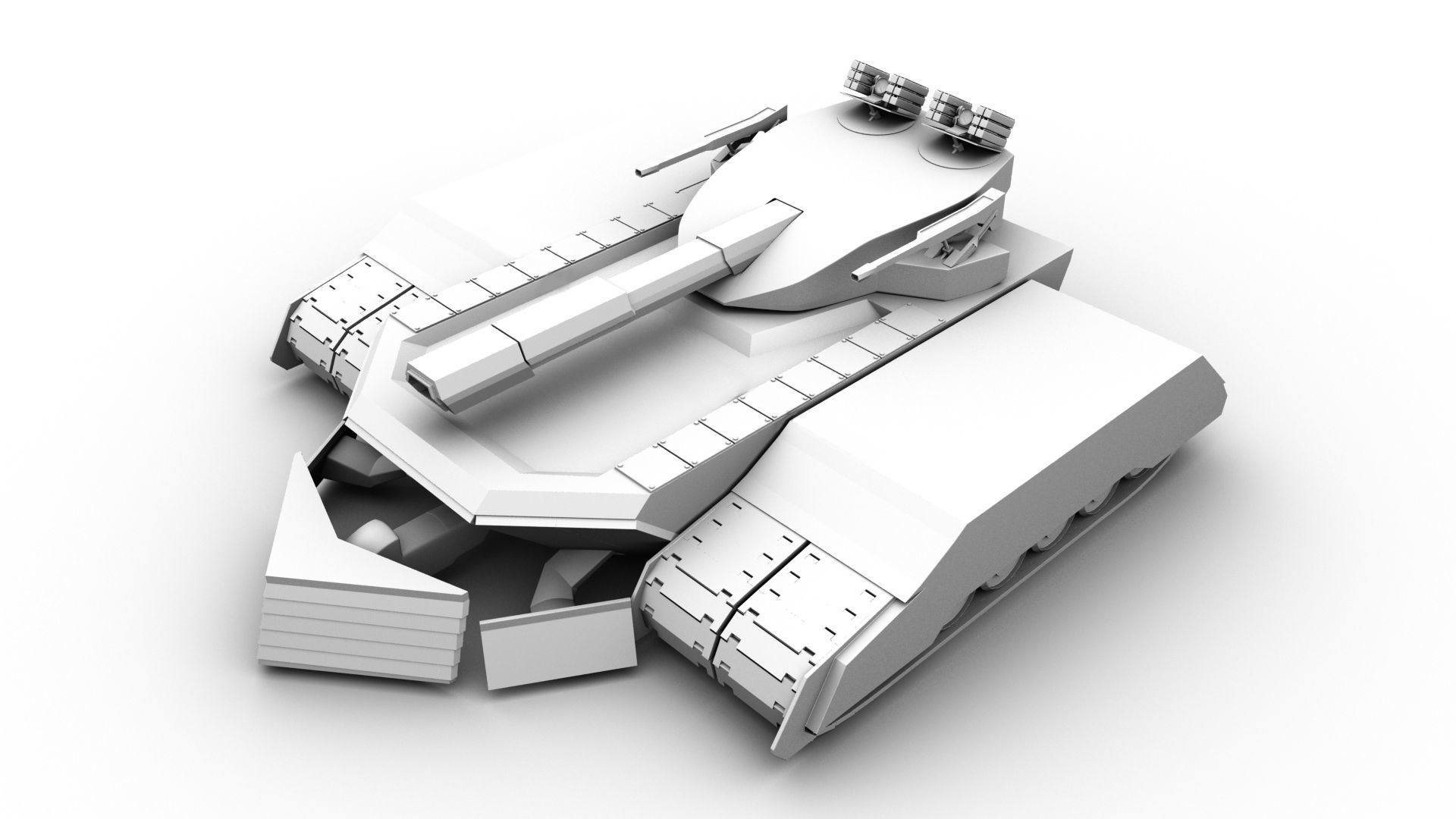 Codename Trident - A Sci Fi battletank Low-poly 3D model_13