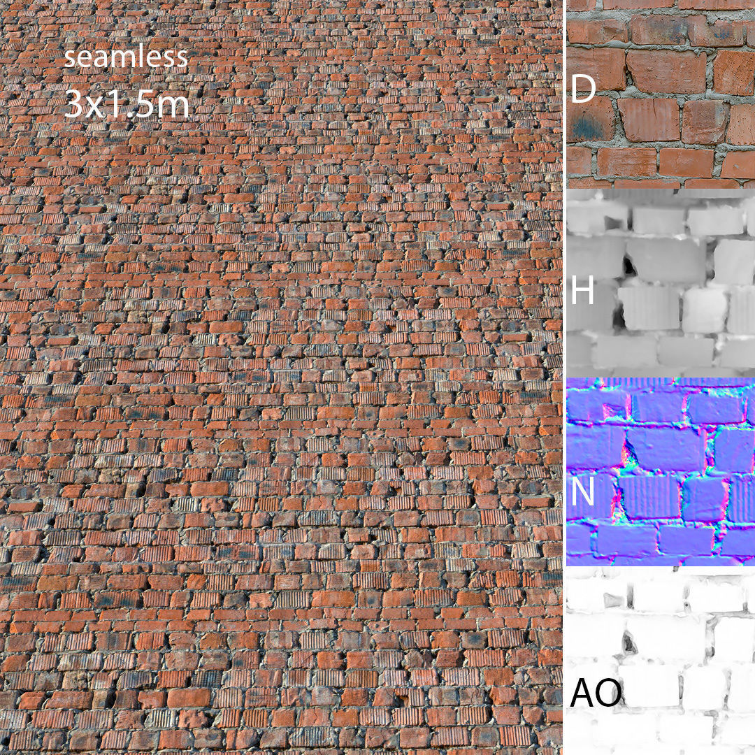 Sloppy Brick Wall Material 04 Low-poly 3D model_10