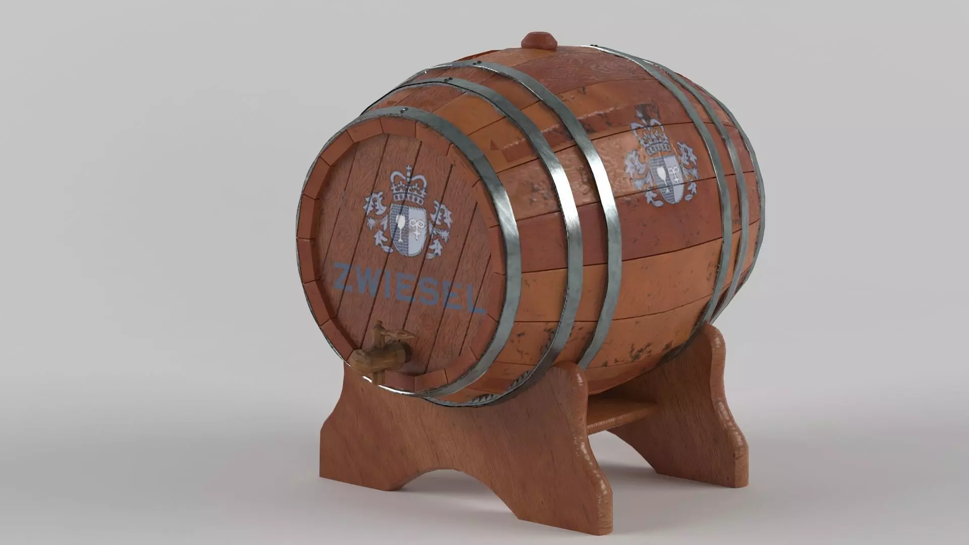 Old wine barrel model 3D model