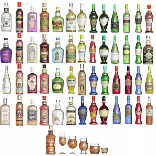AlcoholBottle liquor bottles and glasses