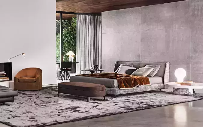 Bedroom 3D model with modern furniture