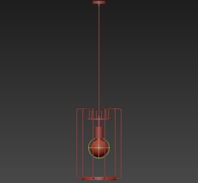 Chandelier gold cage pendant light - 3D model_1
