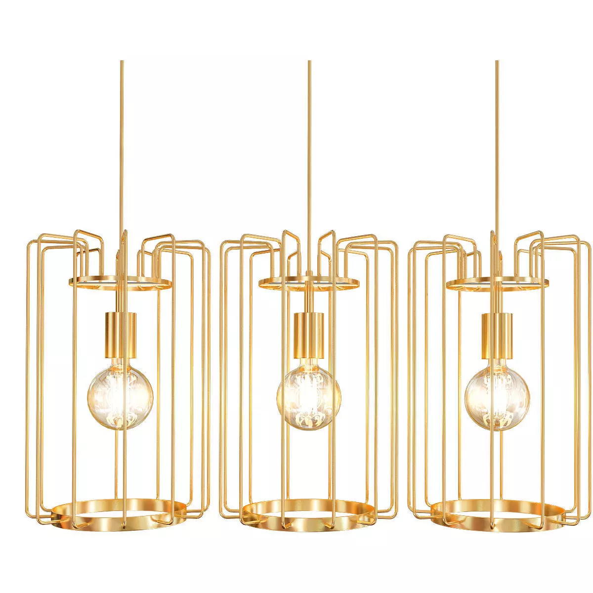 Chandelier gold cage pendant light - 3D model_0