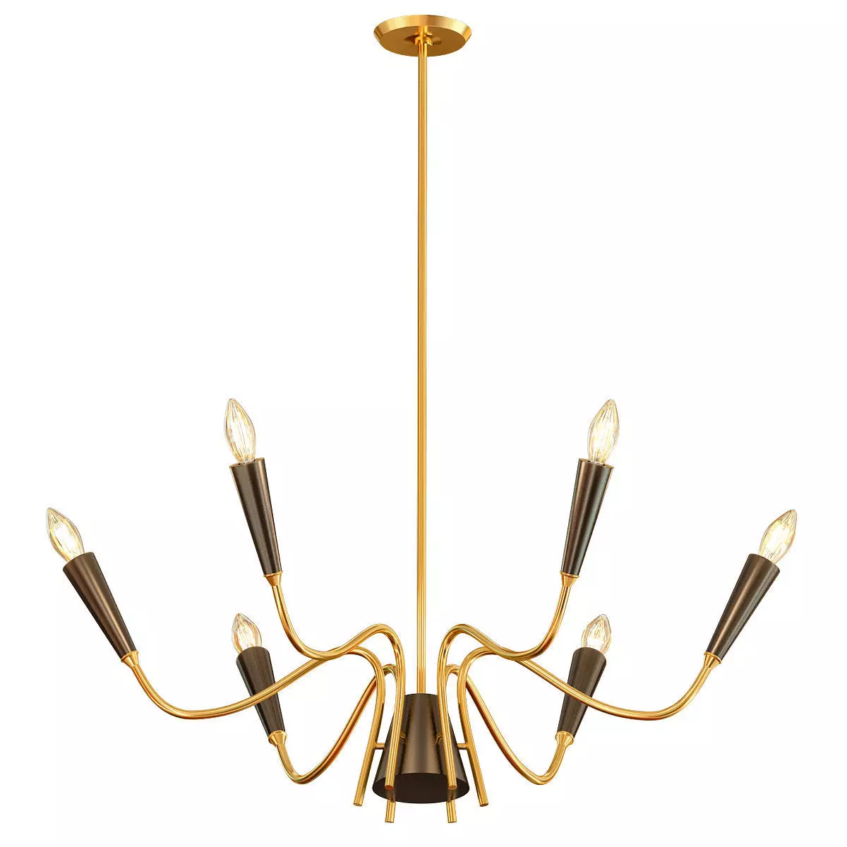 Chandelier six light in brass 3D model_0