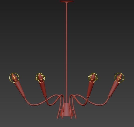 Chandelier six light in brass 3D model_1