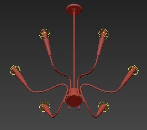 Chandelier six light in brass 3D model_2