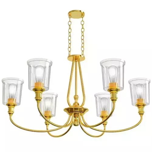 Natural Brass 6 Light Oval Chandelier