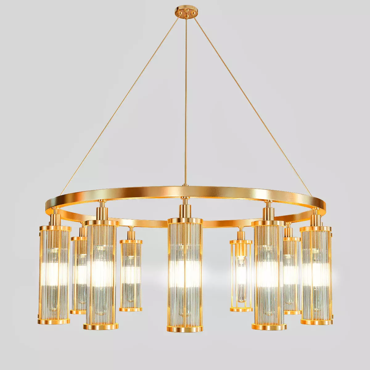Aged Brass 12 Light Pendant 3D model_0