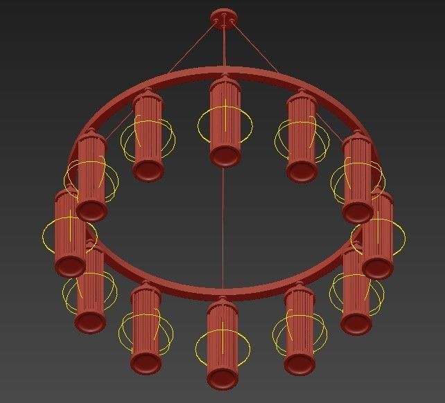 Aged Brass 12 Light Pendant 3D model_2